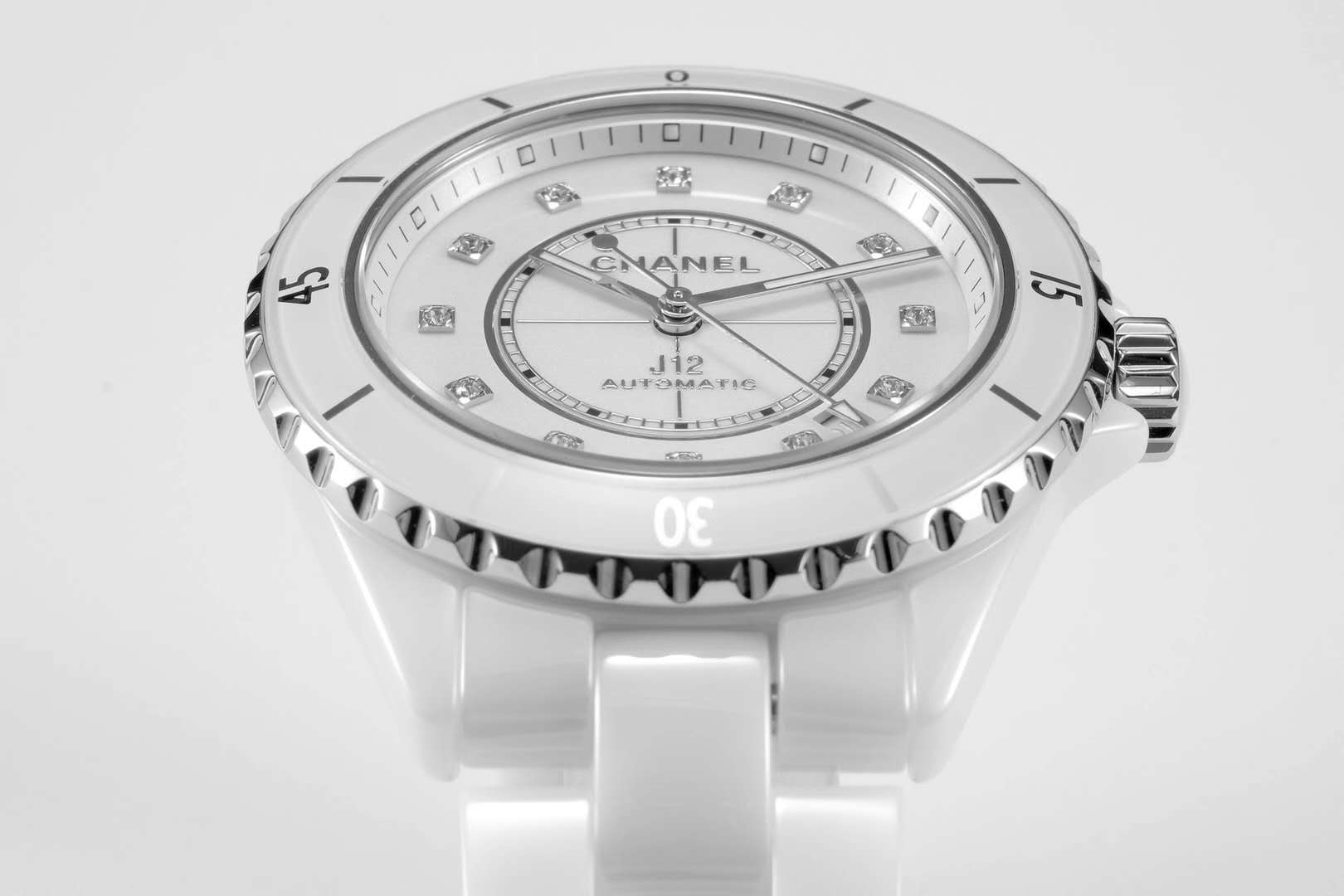 J12 White Ceramic and Steel with D1am0nd Markers Ref: H5705