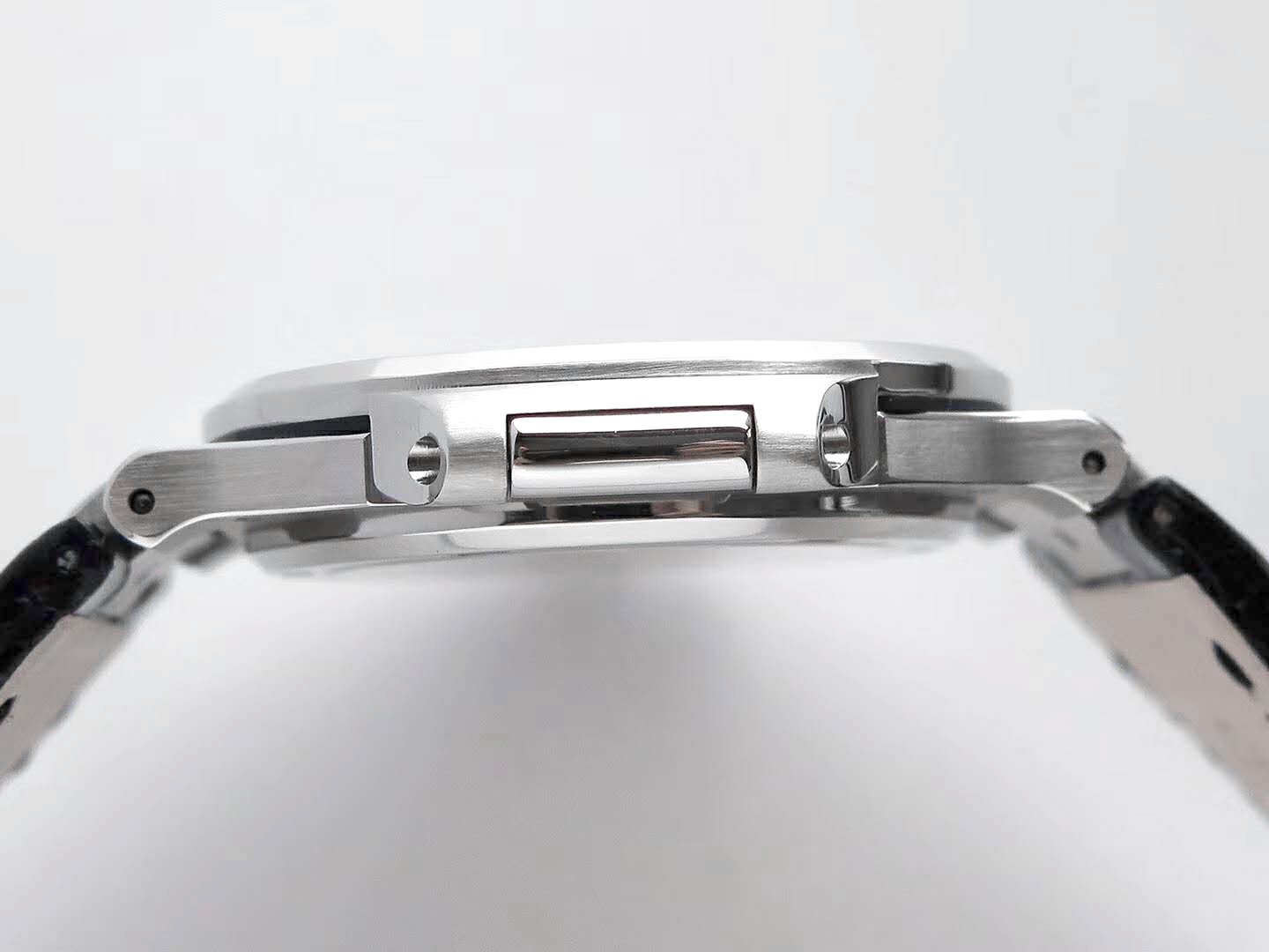 Nautilus Jumbo 5711 Grey Dial in Steel with Black Leather Strap