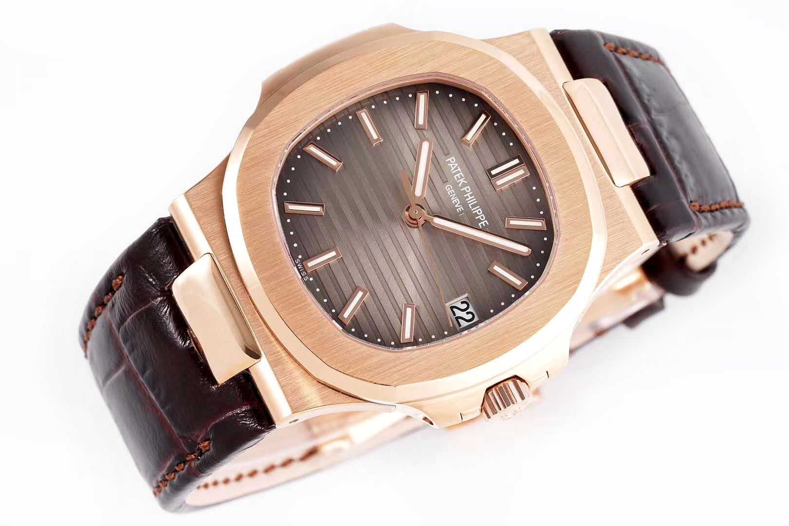 Nautilus Jumbo 5711 Brown Dial in Rose Gold with Brown Leather Strap