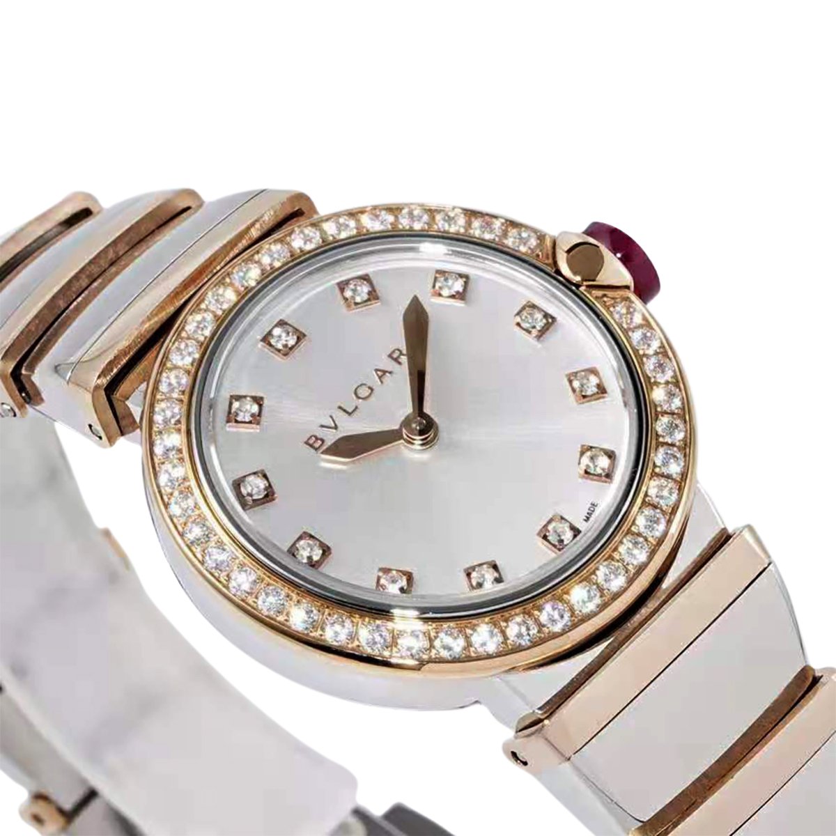 Lvcea Silver Dial in Rose Gold/Steel with D1am0nd Bezel