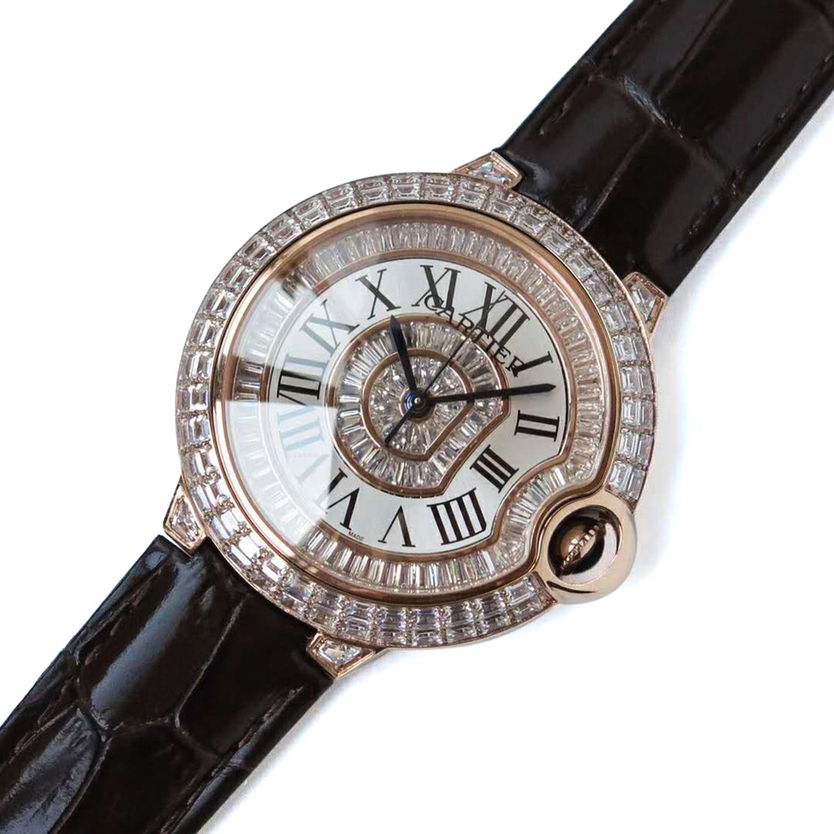 Ballon Bleu de Ca*t1er 42mm White Dial with D1am0nds in Rose Gold