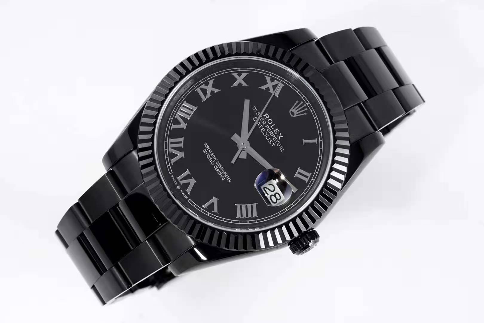 Datejust 41 Black Dial with Roman Markers in PVD Black