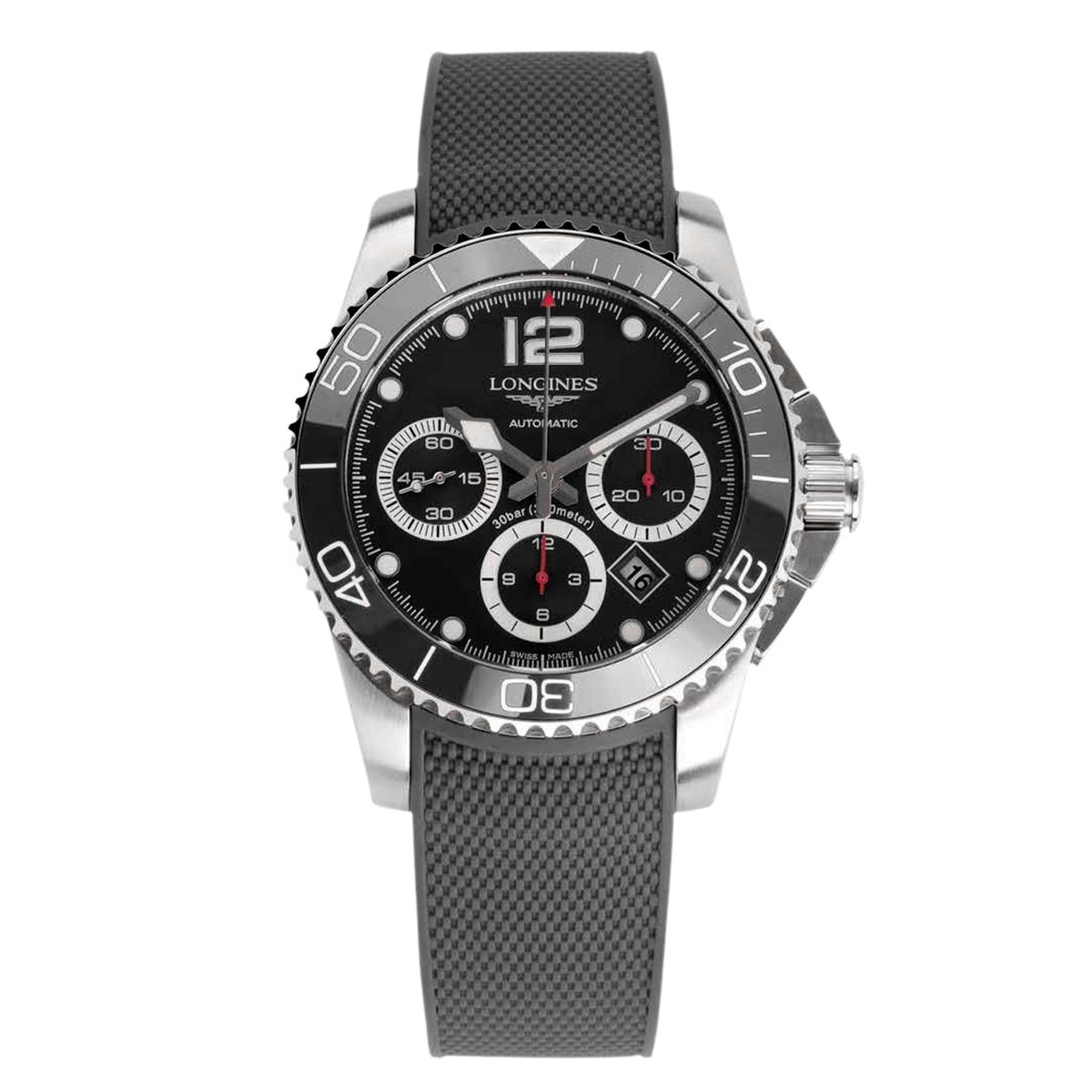 Hydroconquest Black Dial on Rubber Strap