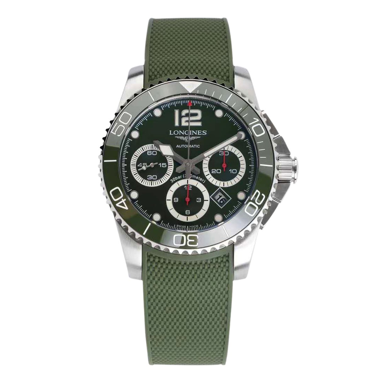 Hydroconquest Green Dial on Rubber Strap
