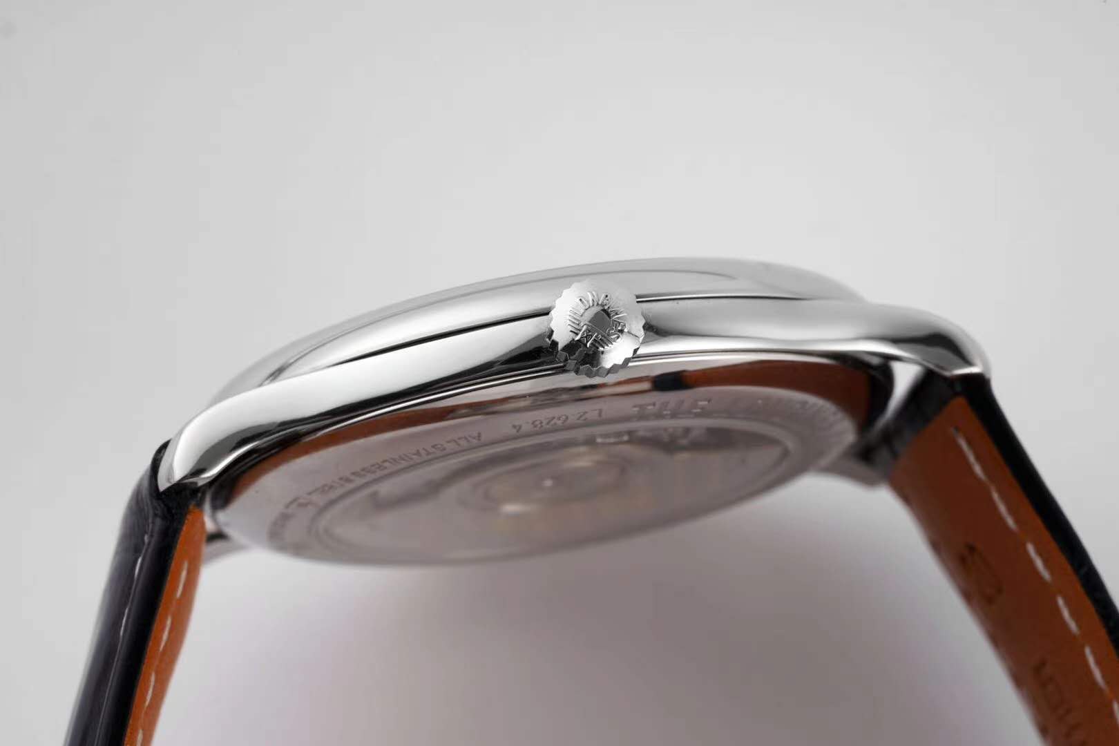 Master Collection White Dial on Black Leather Strap