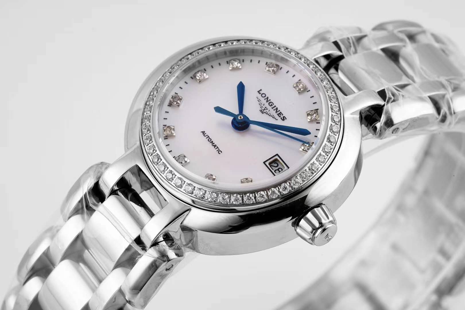 Primaluna MOP White Dial with D1am0nd Markers and D1am0nd Bezel