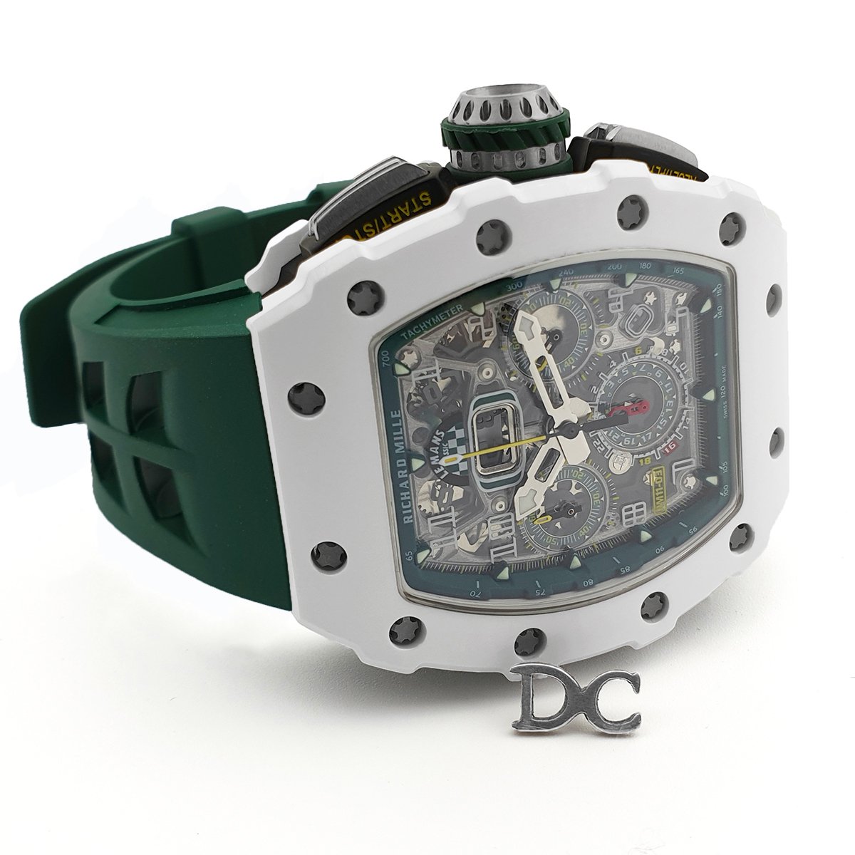 RM 011-02 Le Mans Classic Chronograph in Green on Green Rubber Strap