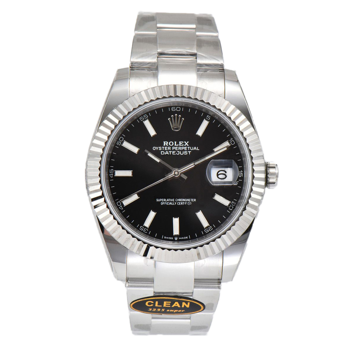 Datejust 41 126334 Bright Black Dial Stick Markers on Oyster Bracelet